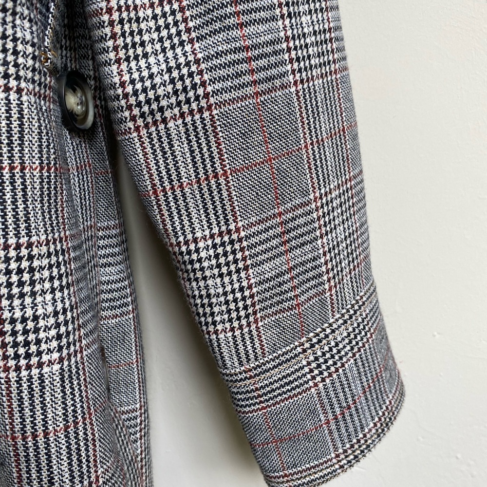 SELF PORTRAIT Houndstooth Back Sleeve Slit Cropped Blazer Size Small - Picture 9 of 10